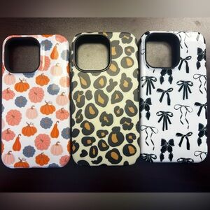 Patterned Phone Case Trio - Pumpkin, Leopard, Bow Designs for iPhone 13 Pro